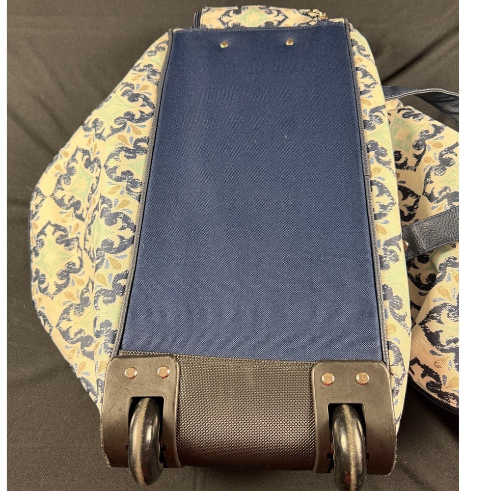 Thirty-One Away We Go Roller Bag Navy Doodle Diamond Rolling Duffel Luggage - Picture 12 of 15